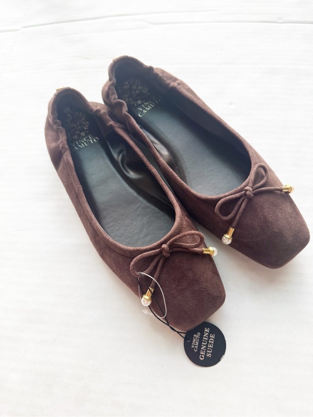 Vince Camuto New Ballet Flats in Brown Suede Square Toe Womens Size 9 NWT